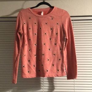 Embellished orange light sweater shirt